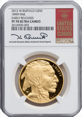 2012-W $50 One-Ounce Gold Buffalo First Strike DC Modern Bullion Coins NGC MS70