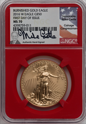 2016-W $50 One-Ounce Gold Eagle 30th Anniversary FDI SP Modern Bullion Coins NGC MS70