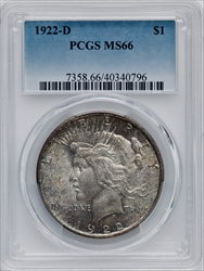 1922-D S$1 Peace Dollars PCGS MS66