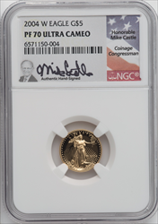 2004-W $5 Tenth-Ounce Gold Eagle PR DC Modern Bullion Coins NGC MS70