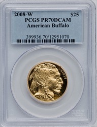 2008-W $25 Half-Ounce Gold Buffalo PR DC Modern Bullion Coins PCGS MS70