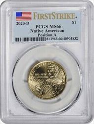 2020-D Native American Sacagawea Dollar Position A MS66 First Strike PCGS