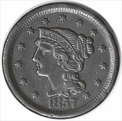 1857 Large Cent Large Date AU Uncertified #307