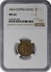1864 Indian Cent Copper Nickel MS62 NGC