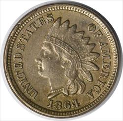 1864 Indian Cent Copper Nickel About 45 Rotated Reverse AU Uncertified #1028