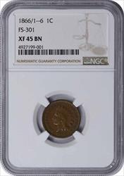 1866 Indian Cent RPD FS-301 XF45 NGC
