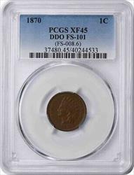 1870 Indian Cent DDO FS-101 XF45 PCGS