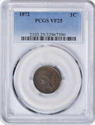 1872 Indian Cent VF25 PCGS