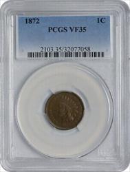 1872 Indian Cent VF35 PCGS
