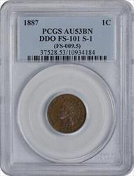 1887 Indian Cent DDO FS-101 S-1 AU53 PCGS