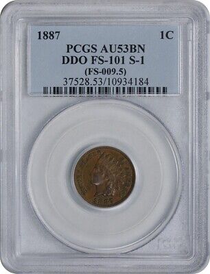 1887 Indian Cent DDO FS-101 S-1 AU53 PCGS