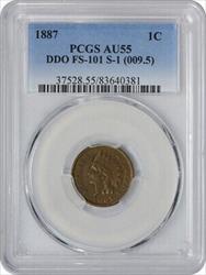 1887 Indian Cent DDO FS-101 S-1 AU55 PCGS
