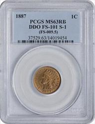 1887 Indian Cent DDO FS-101 S-1 MS63RB PCGS