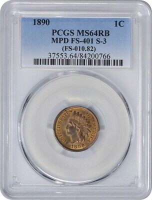 1890 Indian Cent MPD FS-401 MS64RB PCGS
