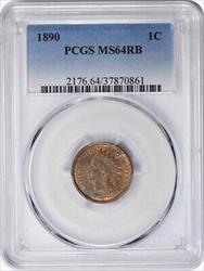 1890 Indian Cent MS64RB PCGS