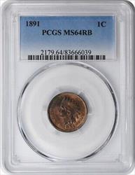 1891 Indian Cent MS64RB PCGS