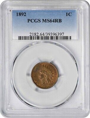 1892 Indian Cent MS64RB PCGS