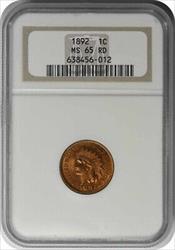 1892 Indian Cent MS65RD NGC