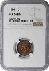 1893 Indian Cent MS64RB NGC