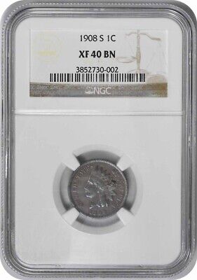 1908-S Indian Cent EF40BN NGC