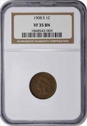 1908-S Indian Cent VF35BN NGC