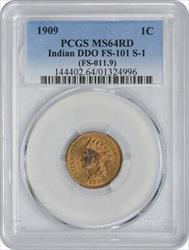 1909 Indian Cent DDO FS-101 MS64RD PCGS