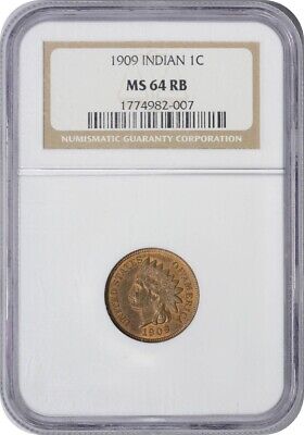 1909 Indian Cent MS64RB NGC