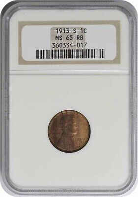 1913-S Lincoln Cent MS65RB NGC