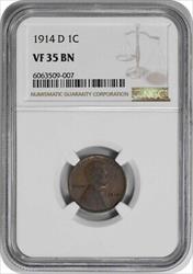 1914-D Lincoln Cent VF35BN NGC