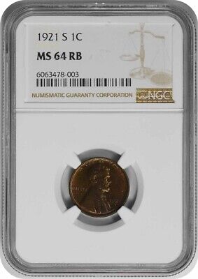 1921-S Lincoln Cent MS64RB NGC