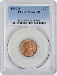 1930-S Lincoln Cent MS64RD PCGS