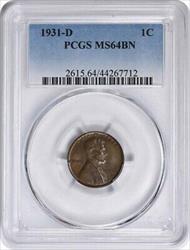 1931-D Lincoln Cent MS64BN PCGS