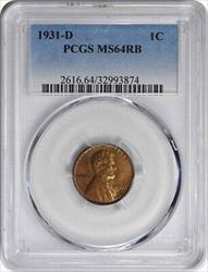 1931-D Lincoln Cent MS64RB PCGS