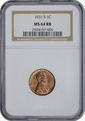 1931-S Lincoln Cent MS64RB NGC