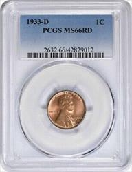 1933-D Lincoln Cent MS66RD PCGS