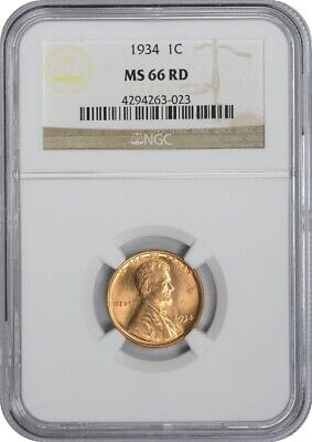 1934-P Lincoln Cent MS66RD NGC