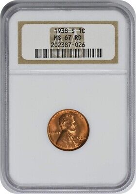 1938-S Lincoln Cent MS67RD NGC