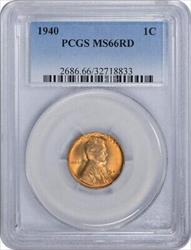 1940 Lincoln Cent MS66RD PCGS