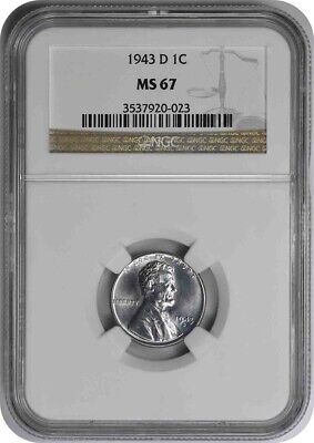 1943-D Steel Lincoln Cent MS67 NGC