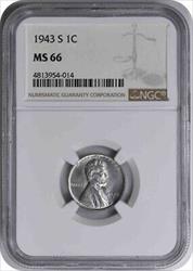 1943-S Steel Lincoln Cent MS66 NGC