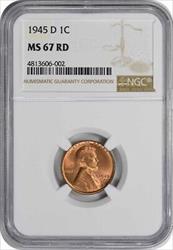 1945-D Lincoln Cent MS67RD NGC