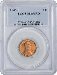 1945-S Lincoln Cent MS66RD PCGS