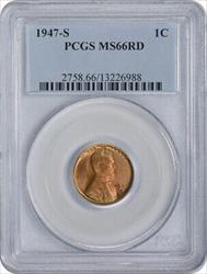 1947-S Lincoln Cent MS66RD PCGS