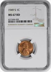 1949-S Lincoln Cent MS67RD NGC