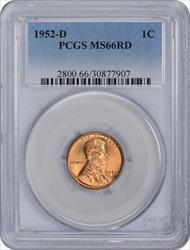 1952-D Lincoln Cent MS66RD PCGS