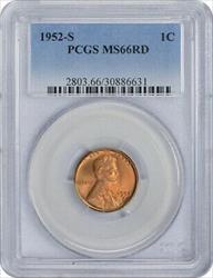 1952-S Lincoln Cent MS66RD PCGS