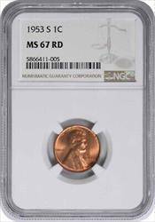 1953-S Lincoln Cent MS67RD NGC