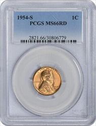1954-S Lincoln Cent MS66RD PCGS
