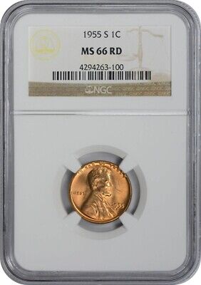 1955-S Lincoln Cent MS66RD NGC