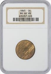 1865 Two Cent Piece MS64RB NGC